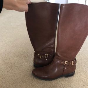 Brown leather boots